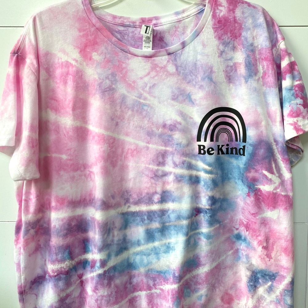 Be Kind tie dye rainbow graphic tee shirt top New